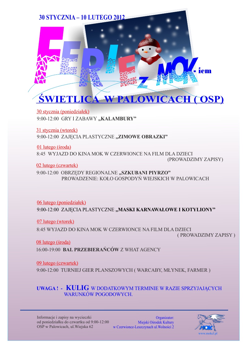 Ferie zimowe 2012 - Palowice.NET