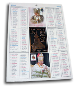 Jubileusz 25-lecia parafii oraz 400-lecia kościoła - kalendarz 2006